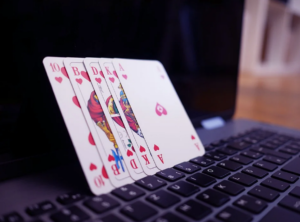 laptop and cards